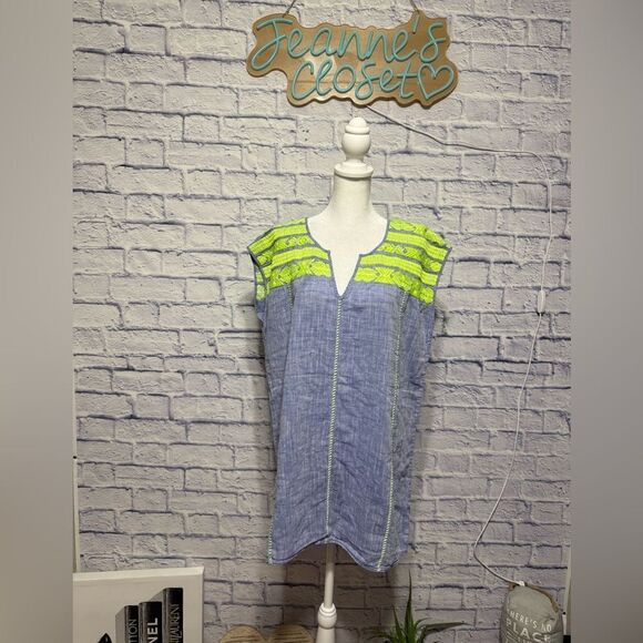 J.CREW Womens Linen Blend Beach Tunic Cover Up Shirt, Top Embroidery Size S - Picture 2 of 12